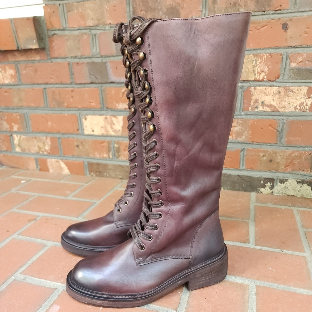 Vintage Foundry Distressed Riding Boots Brick Brown - Picture 4 of 16